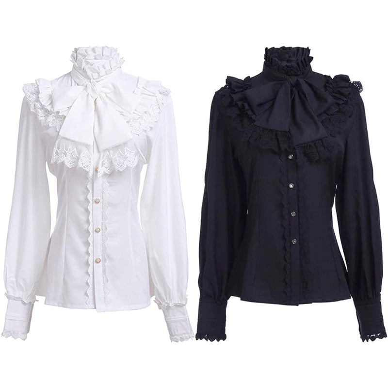 Retro Style Women's Gothic Bow-knot Long Sleeve Shirt