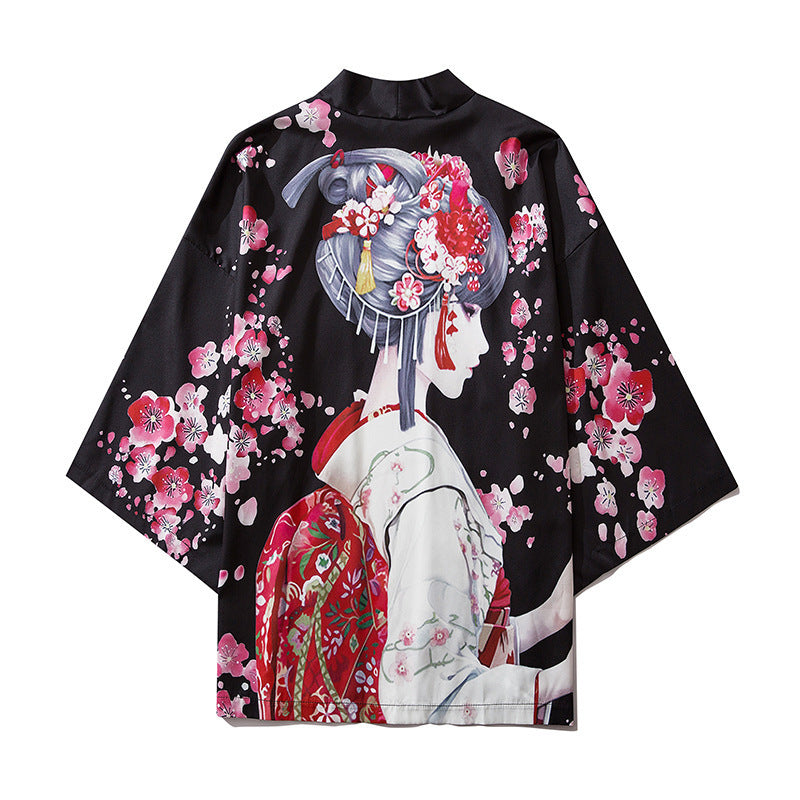 Unisex Retro Fox Graphic Ukiyo-e Style Kimono