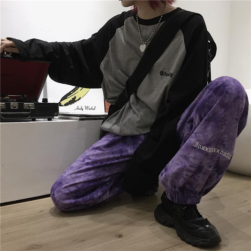 Unisex Korean Style Hip-hop Tie-dyed Loose Sweatpants