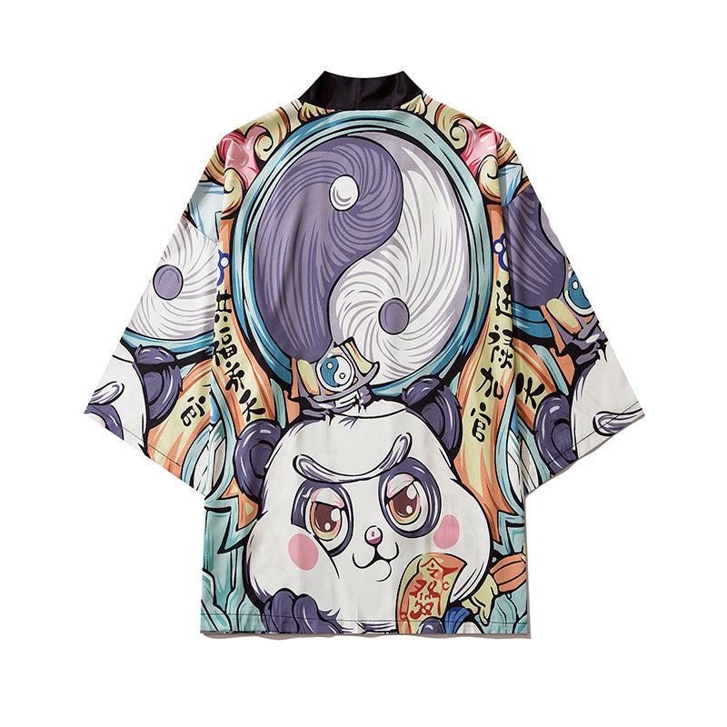 Unisex Retro Fox Graphic Ukiyo-e Style Kimono