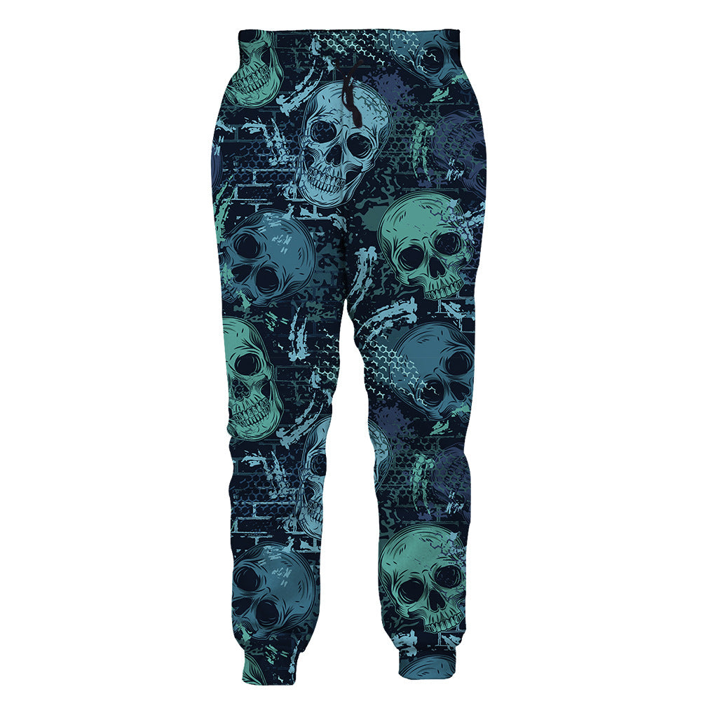 Men's Flame Skeleton 3D Printed Loose Pants