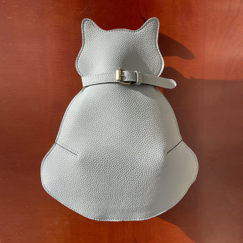 Retro Cute Cat Shaped Shoulder Leather Chest Bag