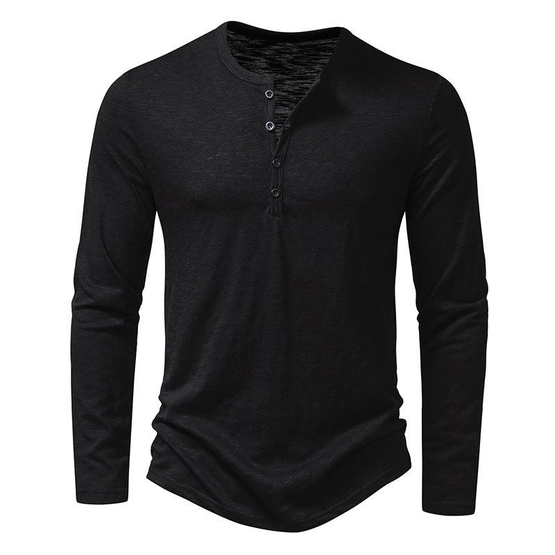 Trendy Henry Neck Men's Fashion Long Sleeve T-shirt