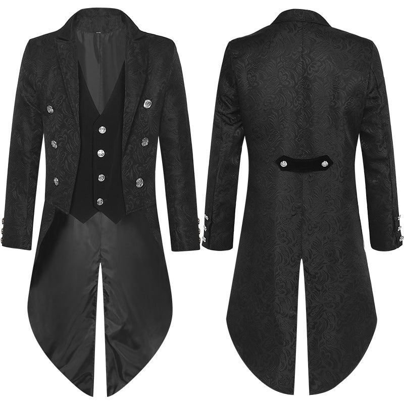 Medieval Men's Tuxedo Retro Mid-Length Steampunk Coat