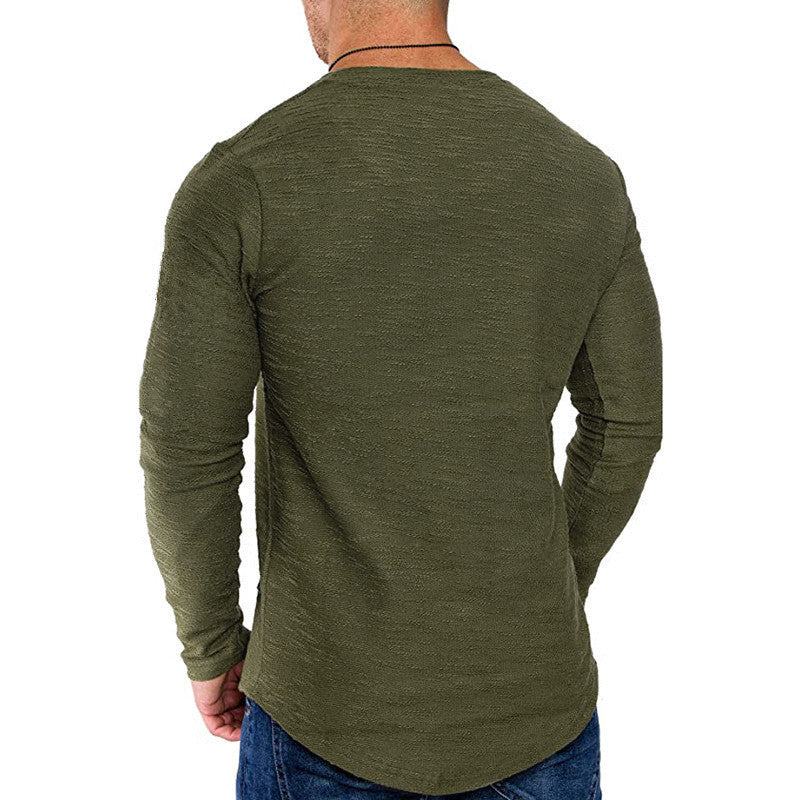 Men's Long Sleeved Sports Round Neck T-shirt