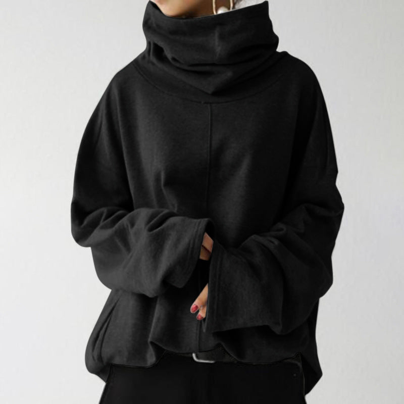 Women's Loose Casual High Collar Pullover Pocket Sweatshirt