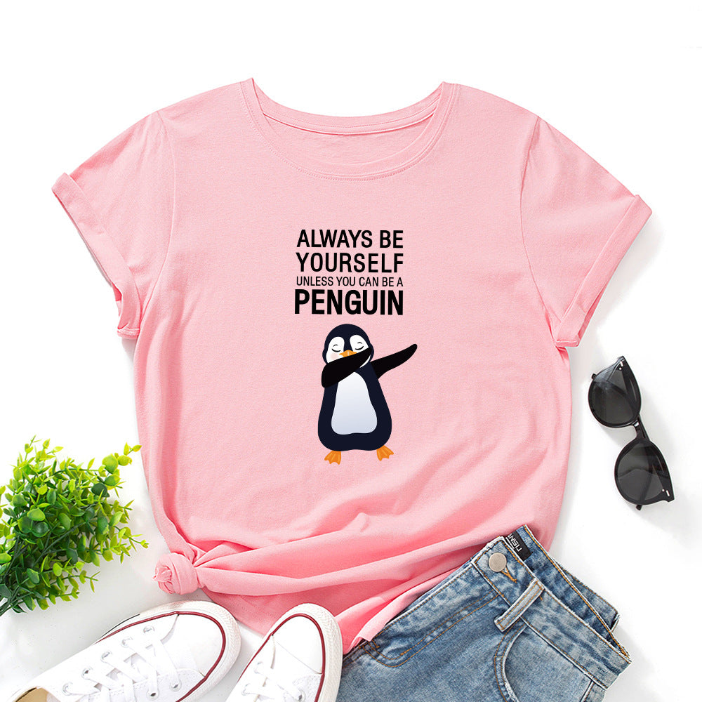 Cute Penguin Graphic Women's Crew Neck T-shirt