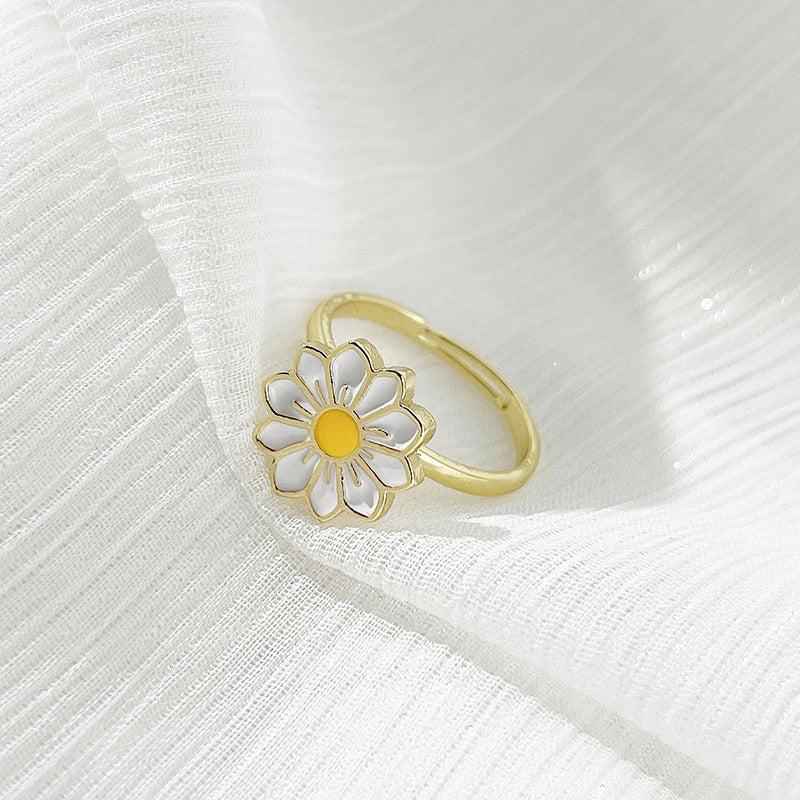 Rotating Flower Butterfly Adjustable Open Ring