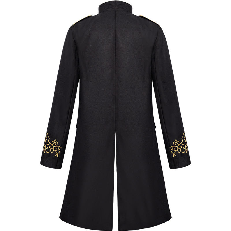 Men's Medieval Steampunk Embroidered Long Coat