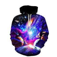 Unisex Fire Galaxy Digital Printed Plus Size Hoodie