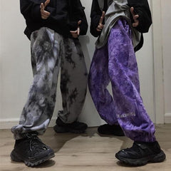 Unisex Korean Style Hip-hop Tie-dyed Loose Sweatpants