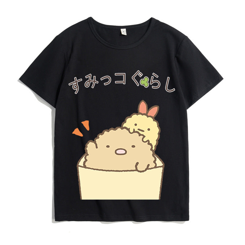 Japanese Style Kawaii White Bear Cat Penguin Printed Tee