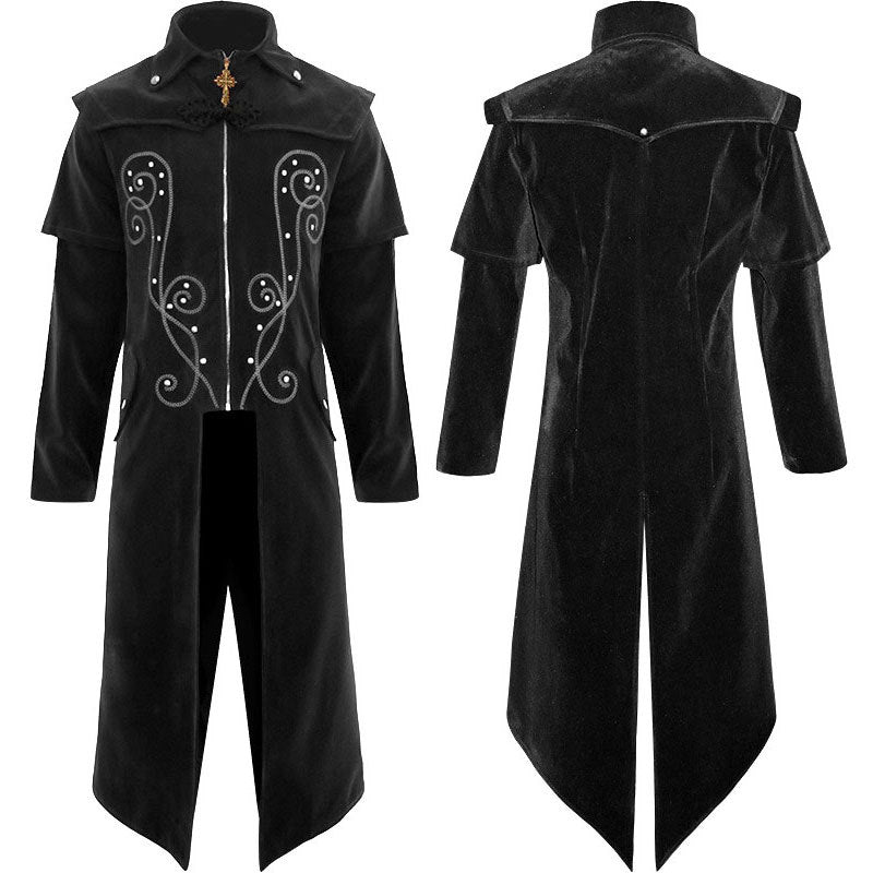 Stylish Medieval Palace Zipper Split Long Windbreaker Jacket Uniform