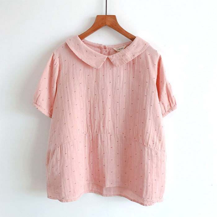 Japanese Style Doll Collar Short Sleeved Shirt