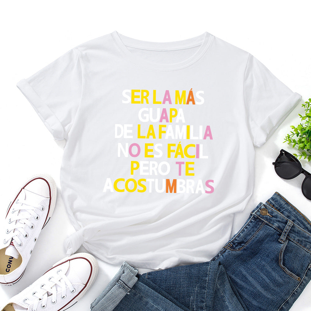 Women's Creative Letter Print Loose Short Sleeved T-shirt