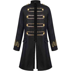 Men's Medieval Steampunk Embroidered Long Coat