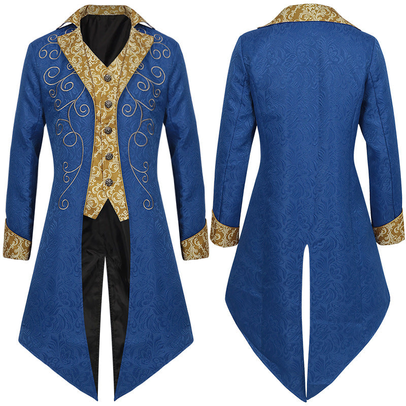 Medieval Men's Tuxedo Retro Mid-Length Steampunk Coat