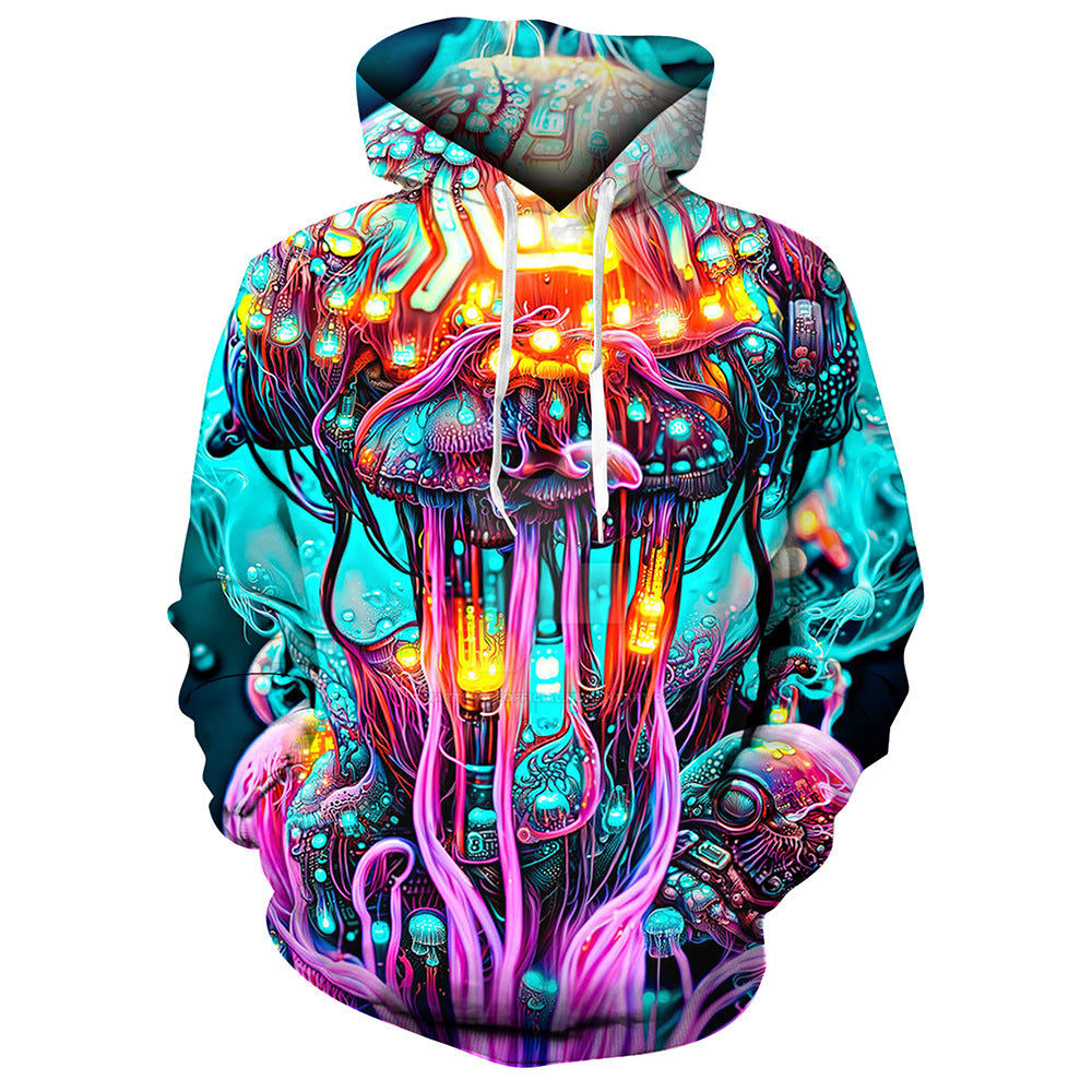 Unisex Cool Animal Digital Printed Long Sleeved Hoodie