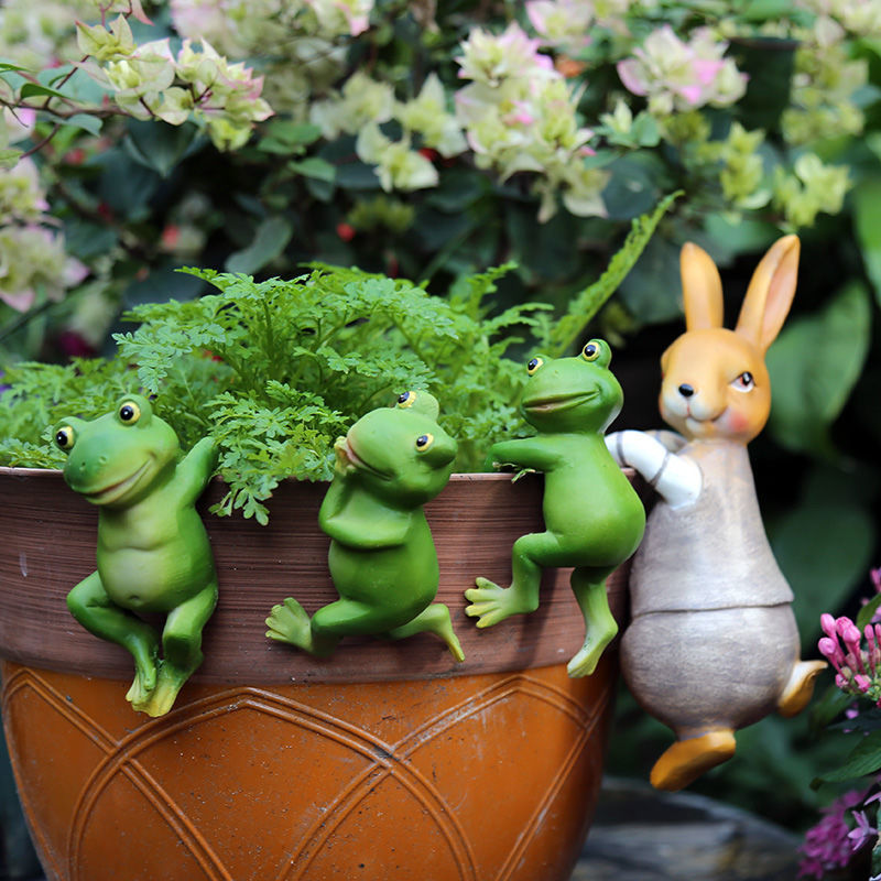 Cartoon Animal Frog Rabbit Hanging Garden Art Bonsai Decoration