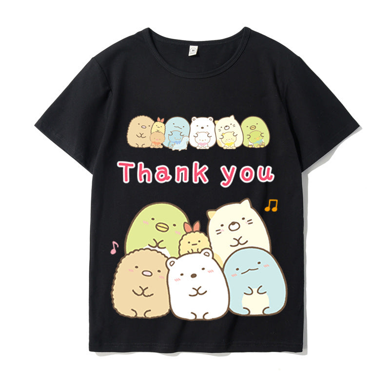 Japanese Style Kawaii White Bear Cat Penguin Printed Tee