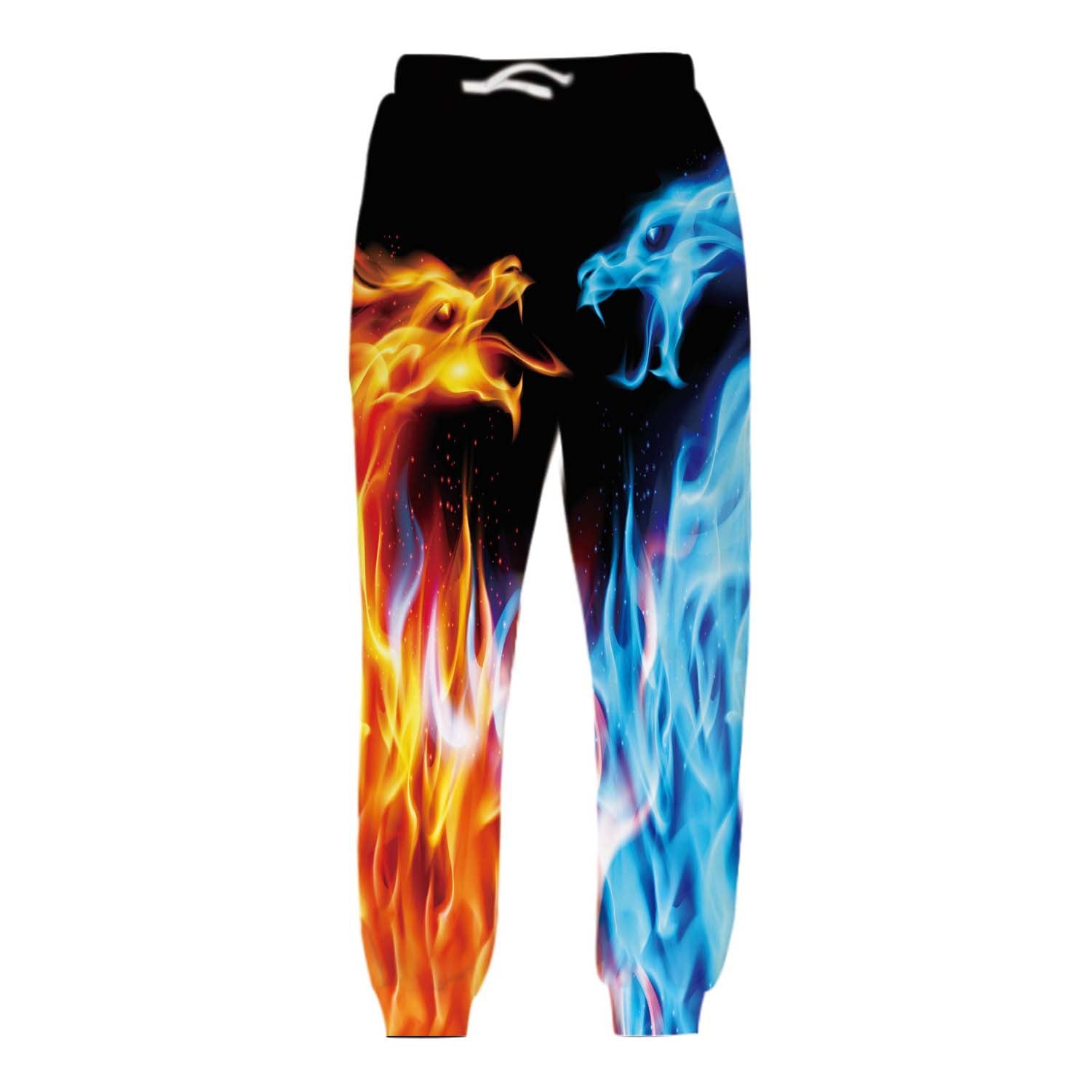 Men's Flame Smoke Digital Printed Casual Drawstring Pants