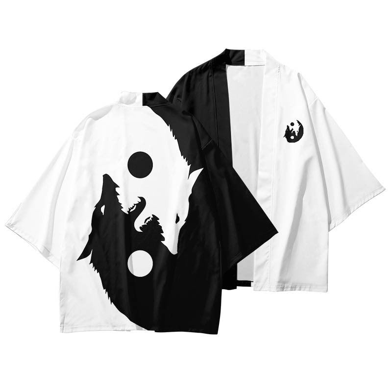 Unisex Retro Fox Graphic Ukiyo-e Style Kimono