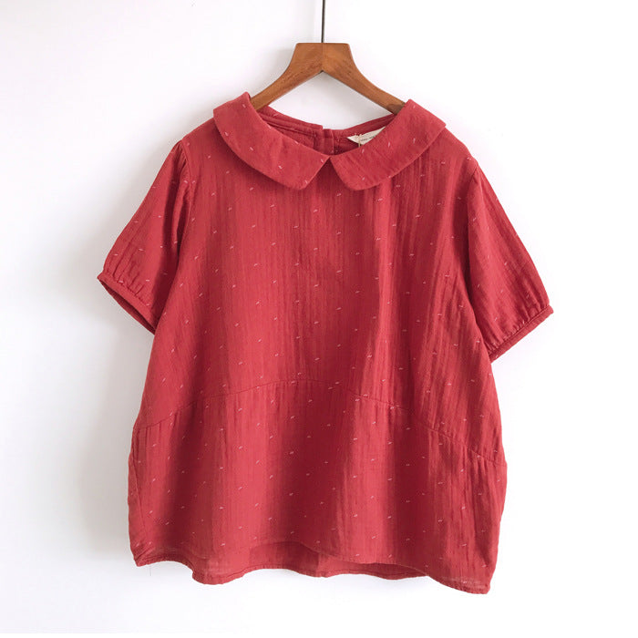 Japanese Style Doll Collar Short Sleeved Shirt