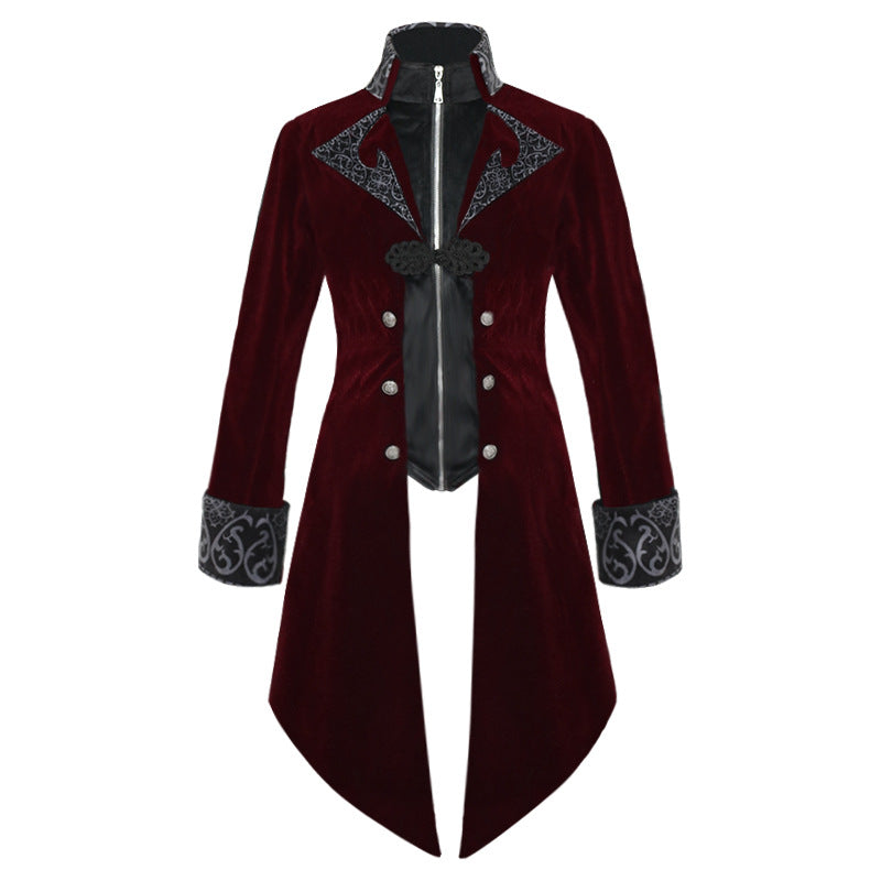 Vintage Men's Medieval Zip Up Mid Length Coat