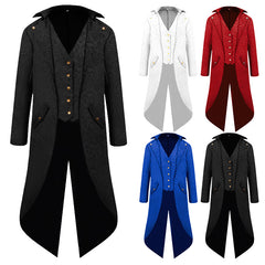 Steampunk Men's Halloween Medieval Tuxedo Long Coat