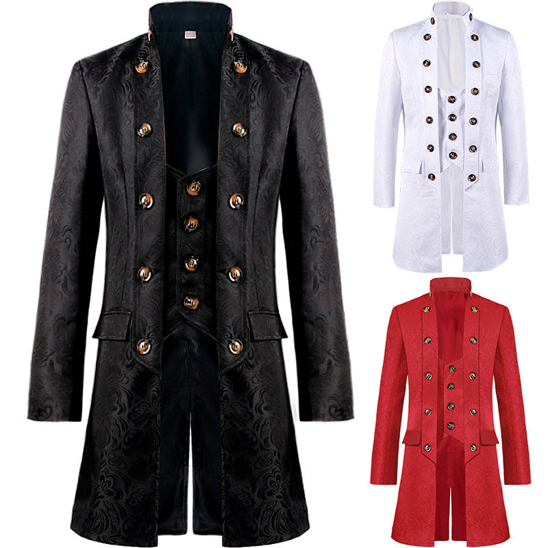 Retro Style Men's Jacquard Steampunk Uniform Coat