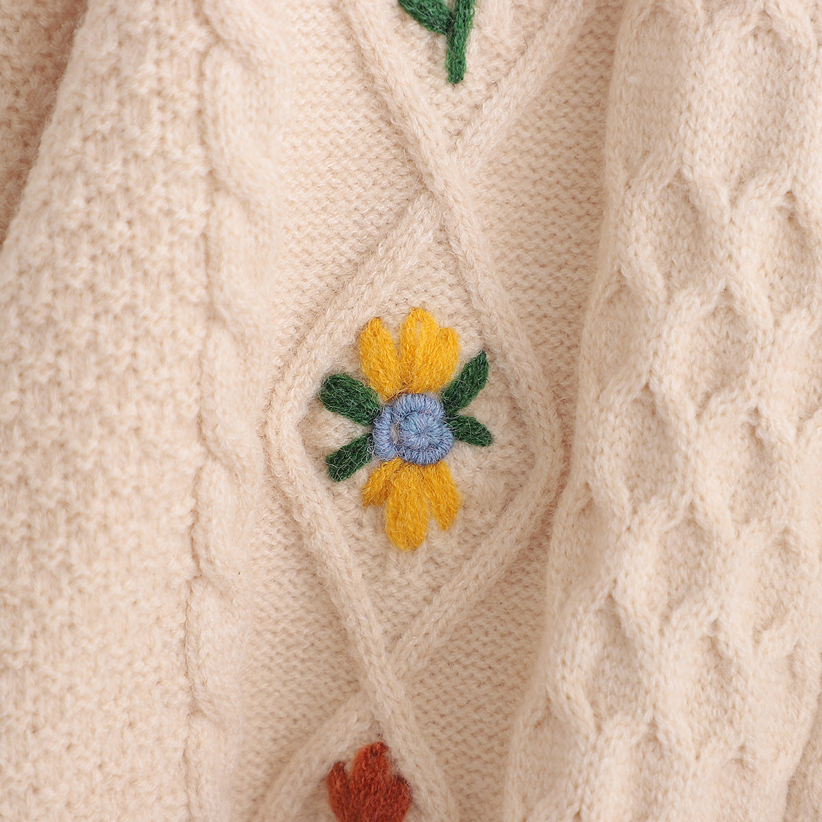 Flower Embroidery Knitted Cardigan Women's Sweater