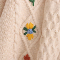 Flower Embroidery Knitted Cardigan Women's Sweater