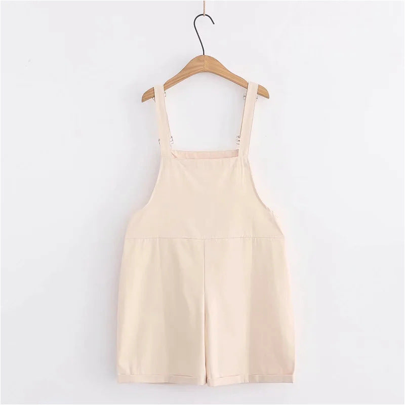 Cartoon Rabbit Embroidered Wide-leg Shorts Overalls