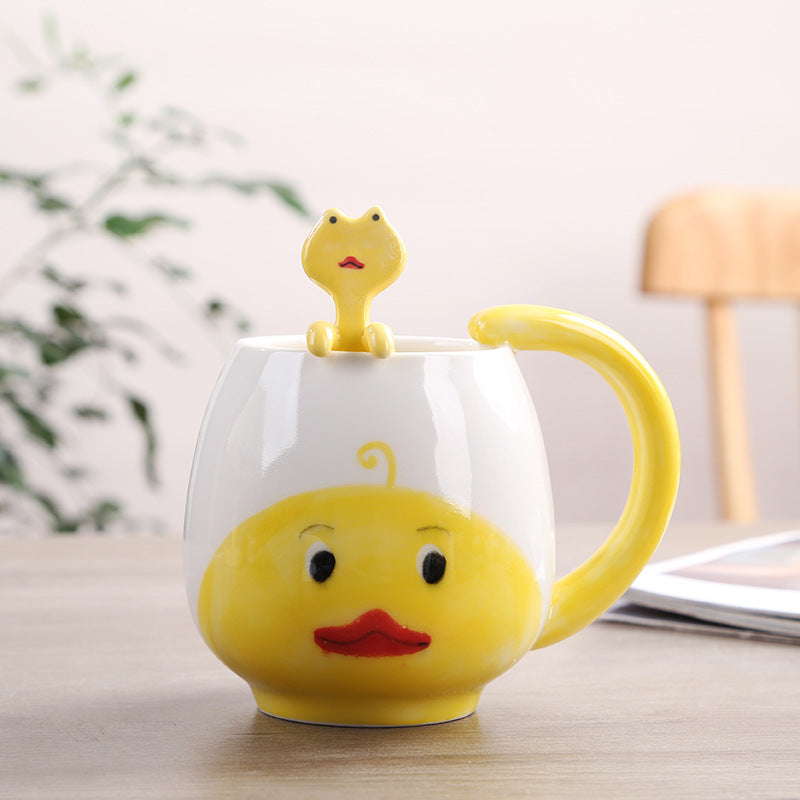 Cute Cartoon Animal Mug with Spoon Coffee Cup