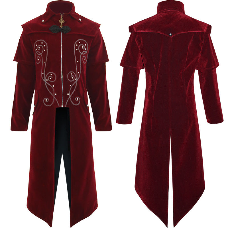 Stylish Medieval Palace Zipper Split Long Windbreaker Jacket Uniform