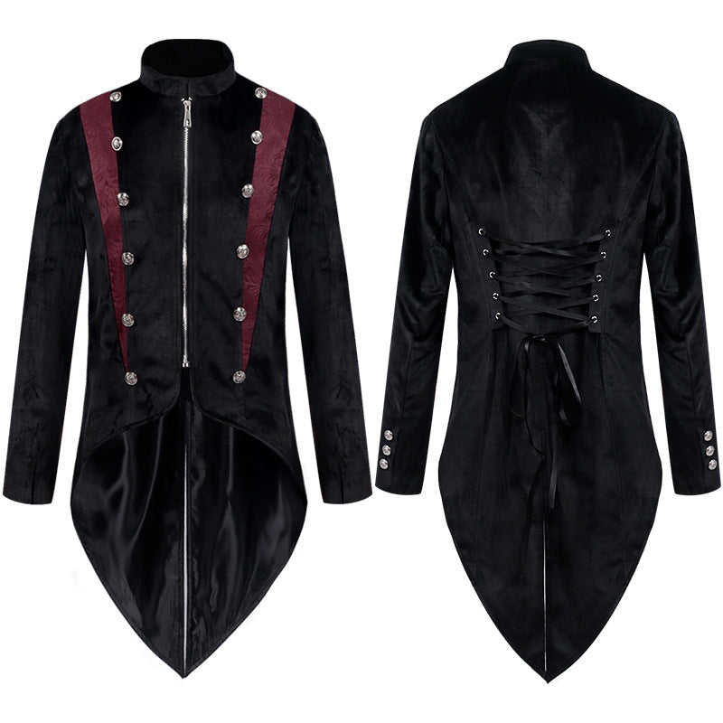 Medieval Men's Tuxedo Retro Mid-Length Steampunk Coat