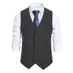 Retro Men's Striped Single Breasted Vest Suit