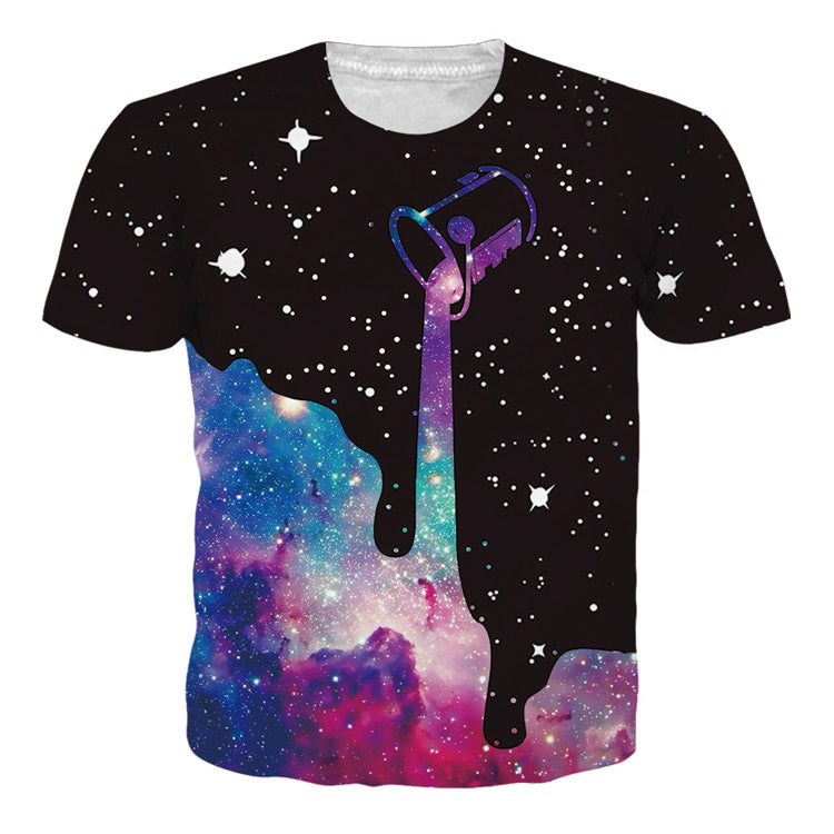 Summer 3D Universe Starry Sky Pattern Men's T-shirt