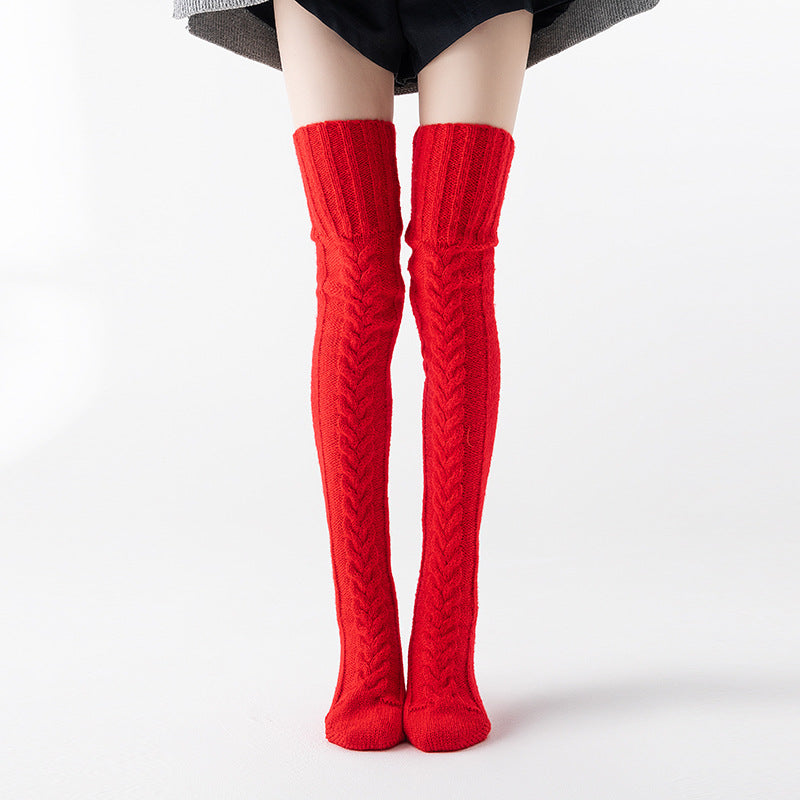 Women's Mohair Extended Knitted Yarn Stockings