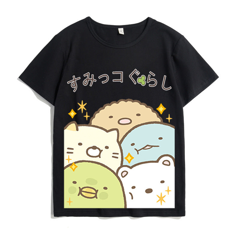 Japanese Style Kawaii White Bear Cat Penguin Printed Tee