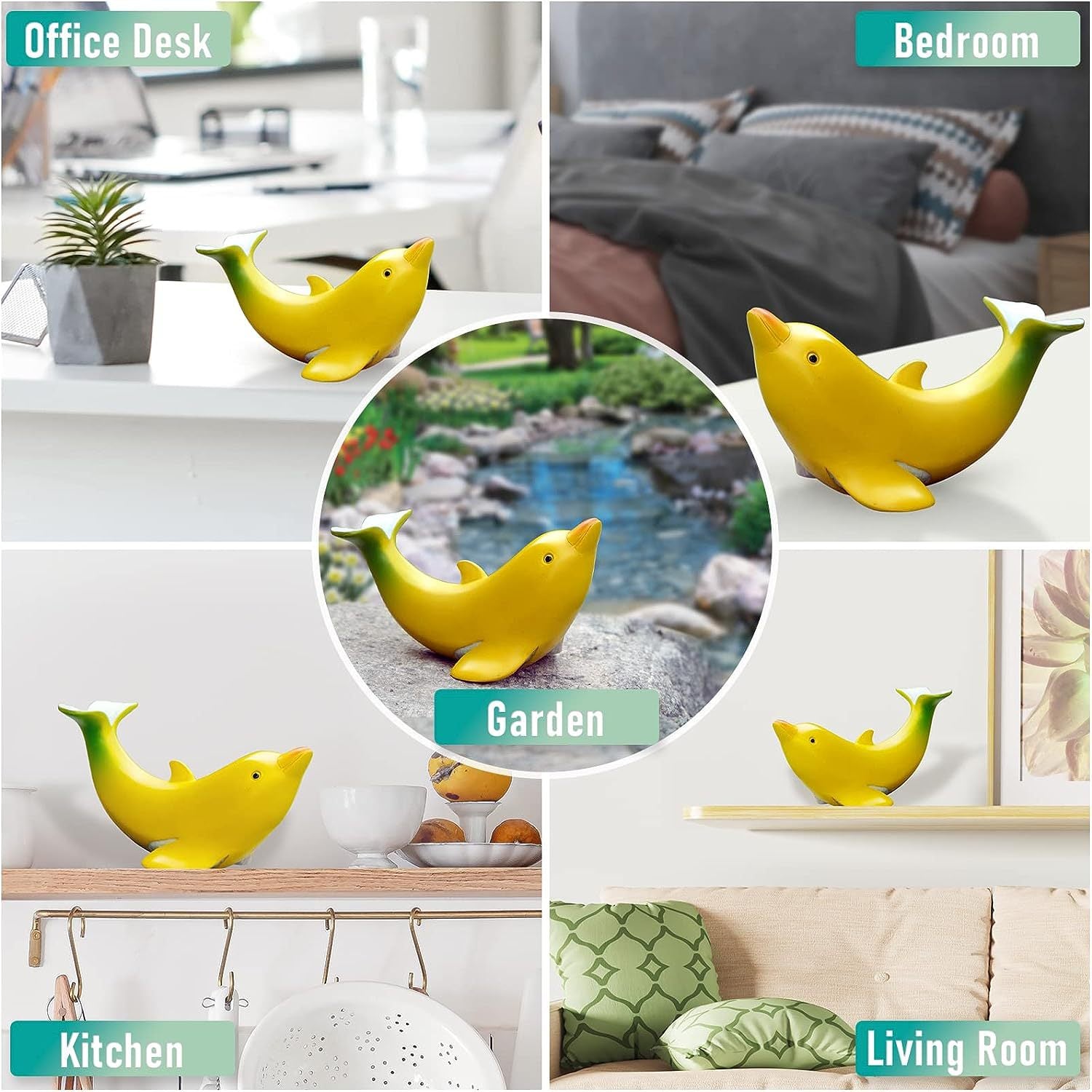 Cute Banana Dolphin Home Decor Garden Statues