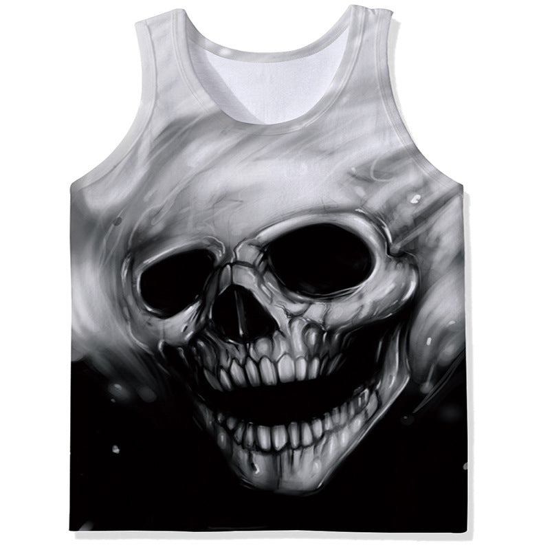 Men's Skull Digital Printed Round Neck Vest