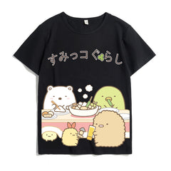 Japanese Style Kawaii White Bear Cat Penguin Printed Tee