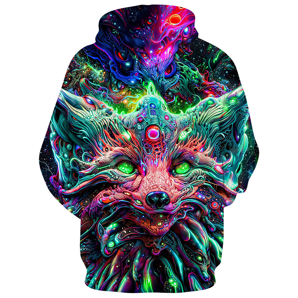 Unisex Cool Animal Digital Printed Long Sleeved Hoodie