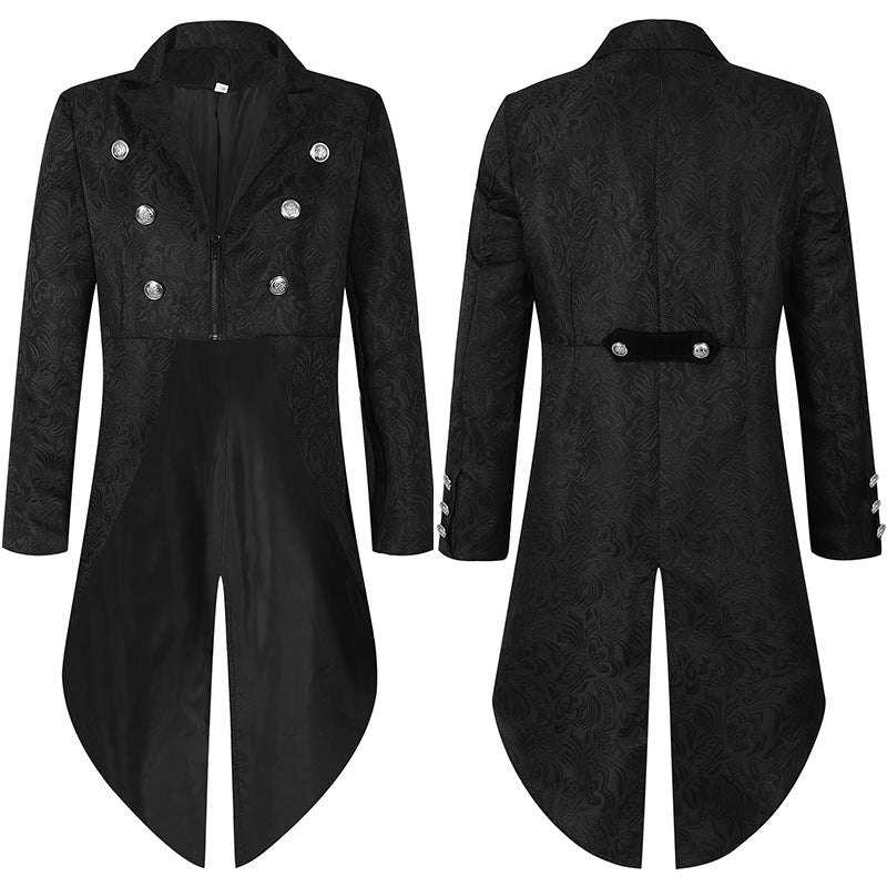 Medieval Men's Tuxedo Retro Mid-Length Steampunk Coat