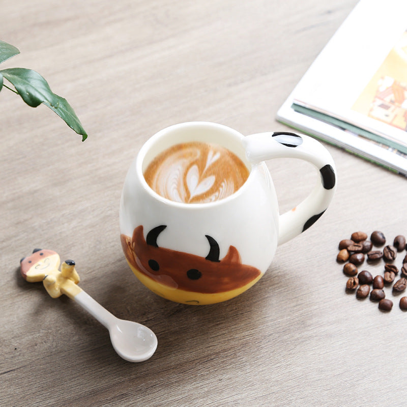 Cute Cartoon Animal Mug with Spoon Coffee Cup