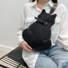 Retro Cute Cat Shaped Shoulder Leather Chest Bag