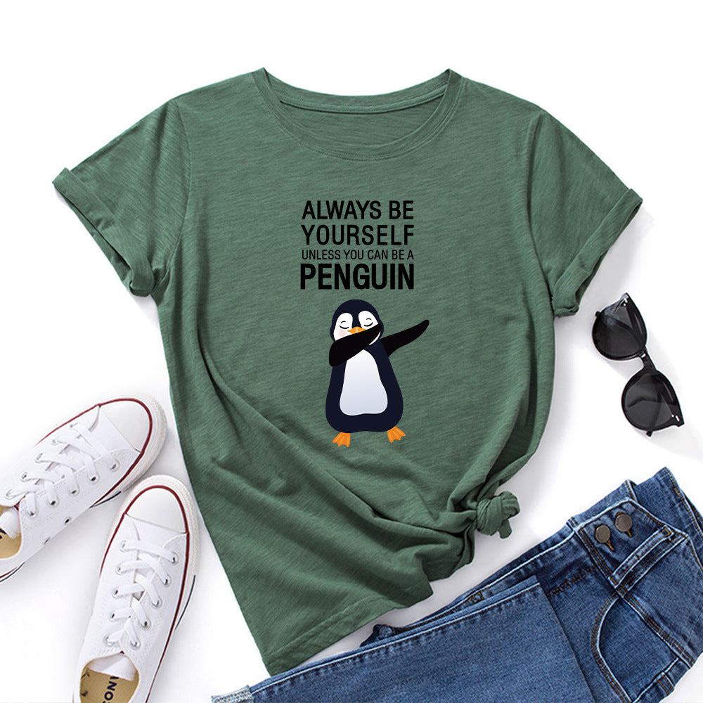 Cute Penguin Graphic Women's Crew Neck T-shirt