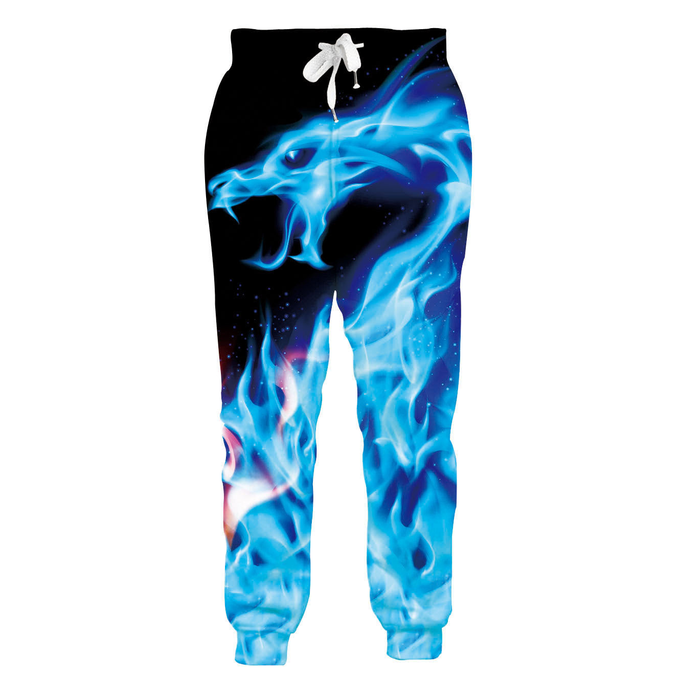 Men's Flame Smoke Digital Printed Casual Drawstring Pants