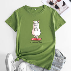 Casual Yoga Sheep Round Neck Women's T-Shirt